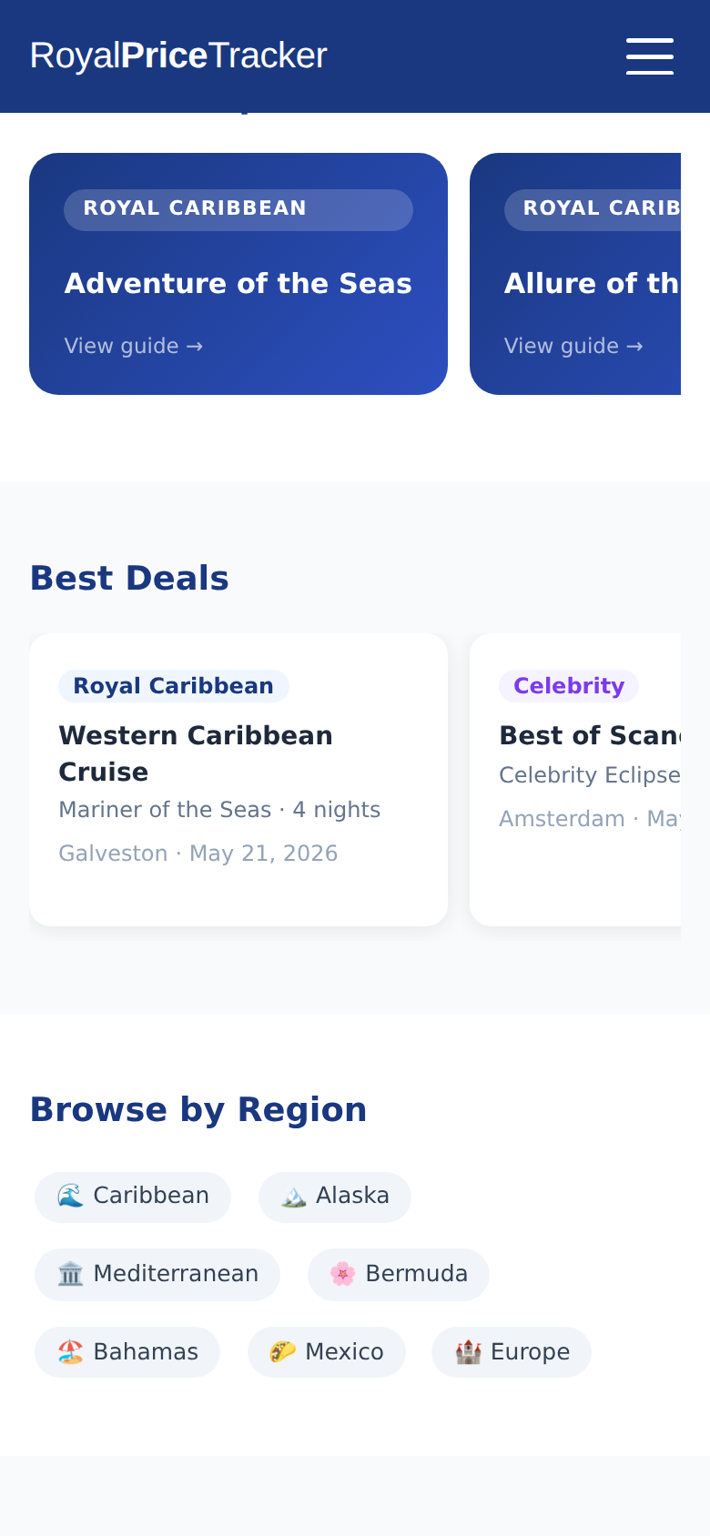 Explore hub showing ships and regions